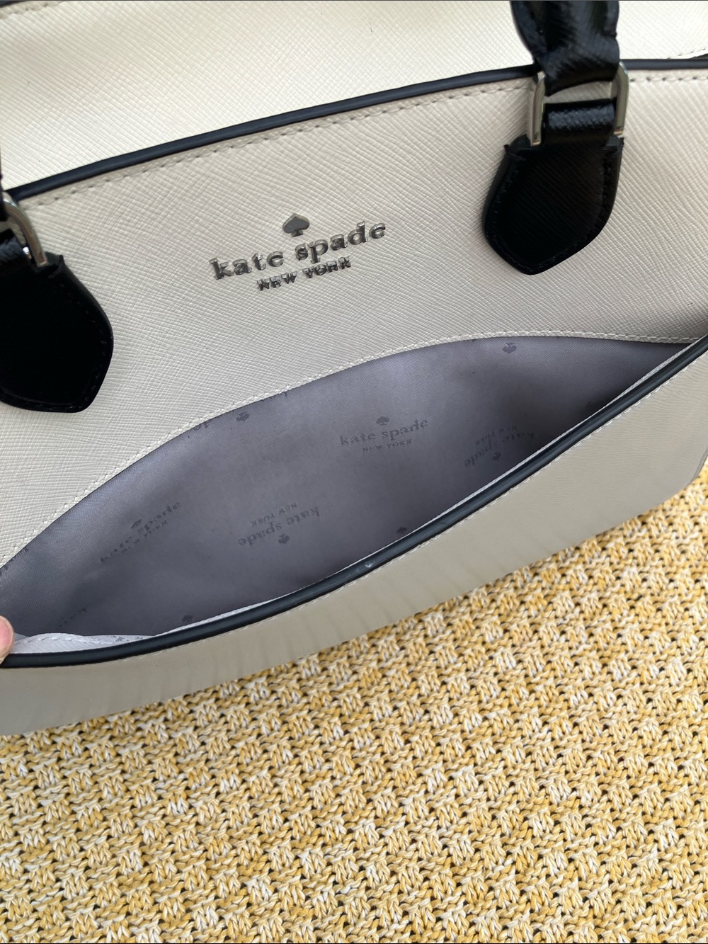 NWOT Kate Spade Madison Satchel Light Platinum Gray & Cream Colorblock + Wallet - Picture 9 of 15